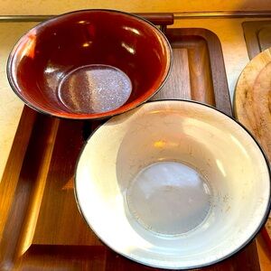 2 piece American antique enamelware